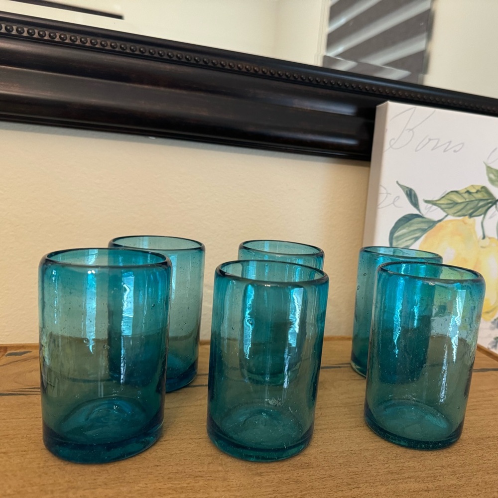 Mexican hand blown glasses.  Set of 6
